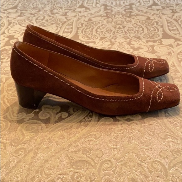 Delman Suede Embroidered Pumps - Picture 5 of 8